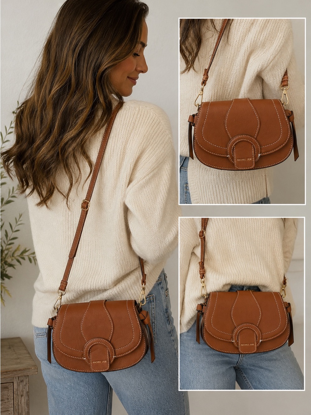 Rachel Zoe Saddle Crossbody Bag in Cognac